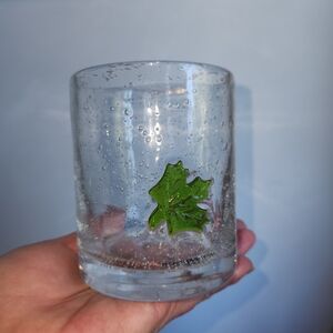 2 Handblown Rocks Glasses With Maple Leaf